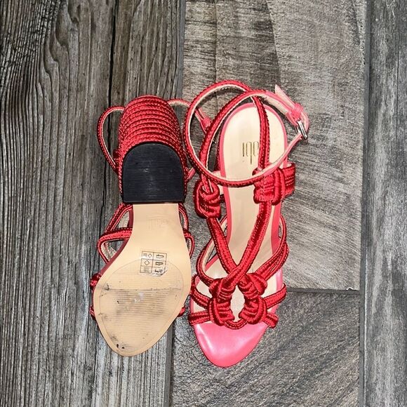 CAbi Coral Strappy 4” Heels with Architectural Design - Picture 4 of 4